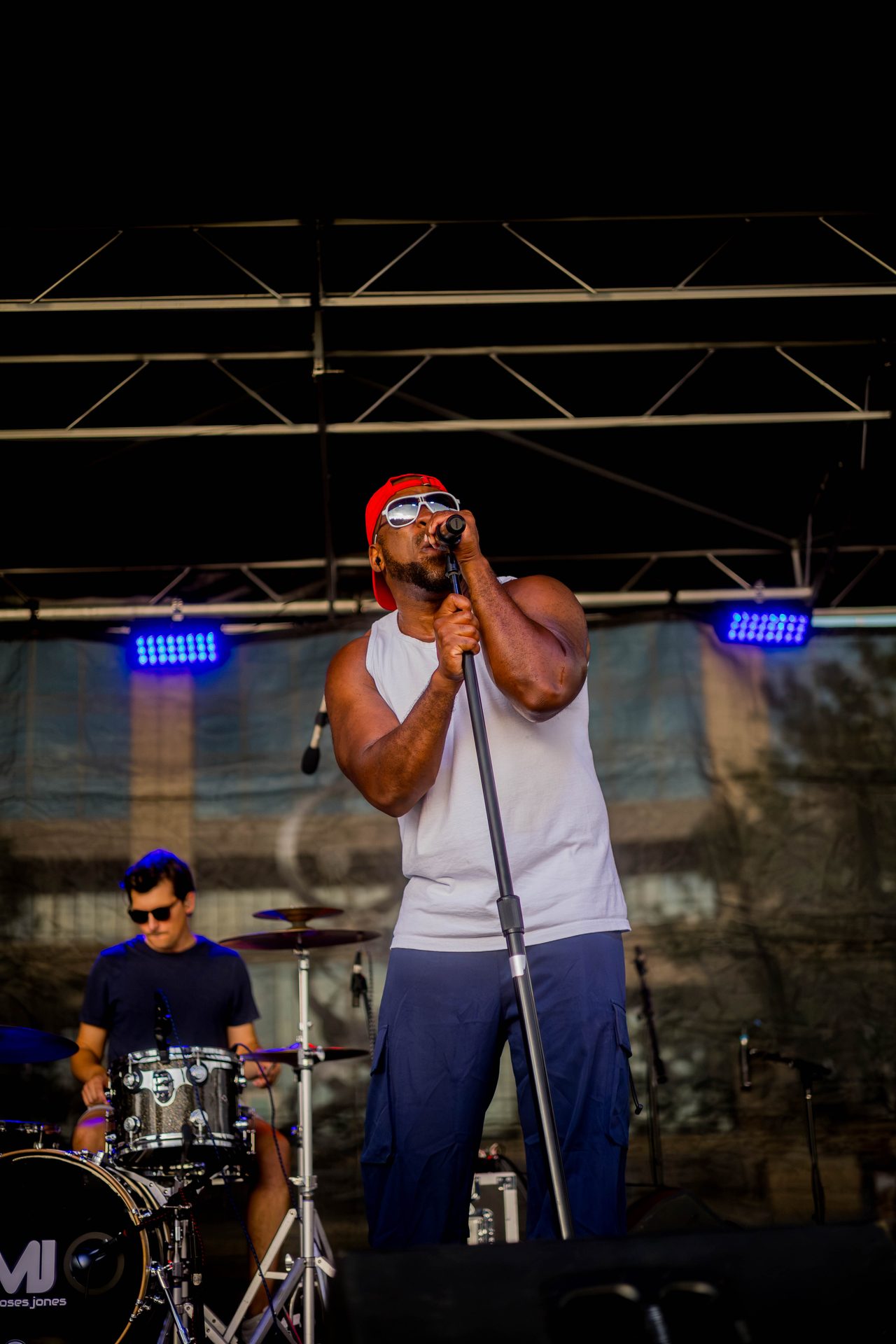 Bad Juju and Joe Della Penna performing live with Little Moses Jones