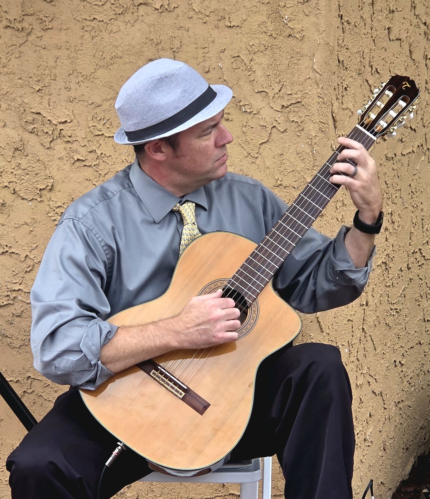 Little Moses Jones guitarist playing a wedding ceremony